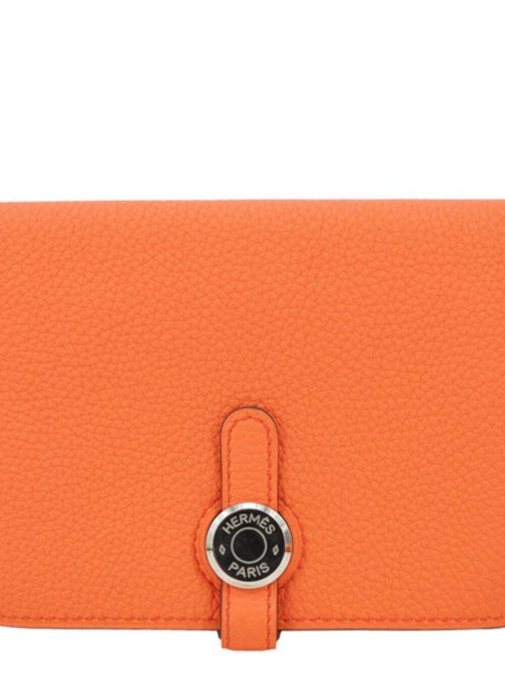 Hermes Dogon Taurillon Clemence Leather Compact Wallet Orange